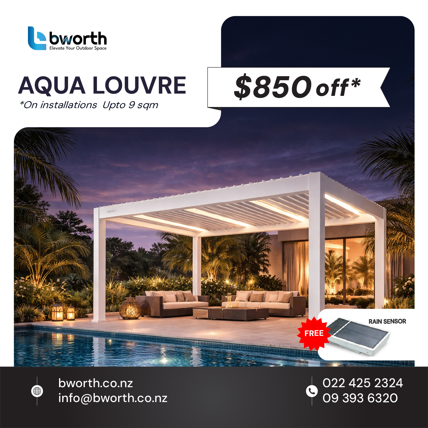 Bworth Whangarei - Louvres, Pergolas & Canopies Facebook ad: Book Free Onsite Quote