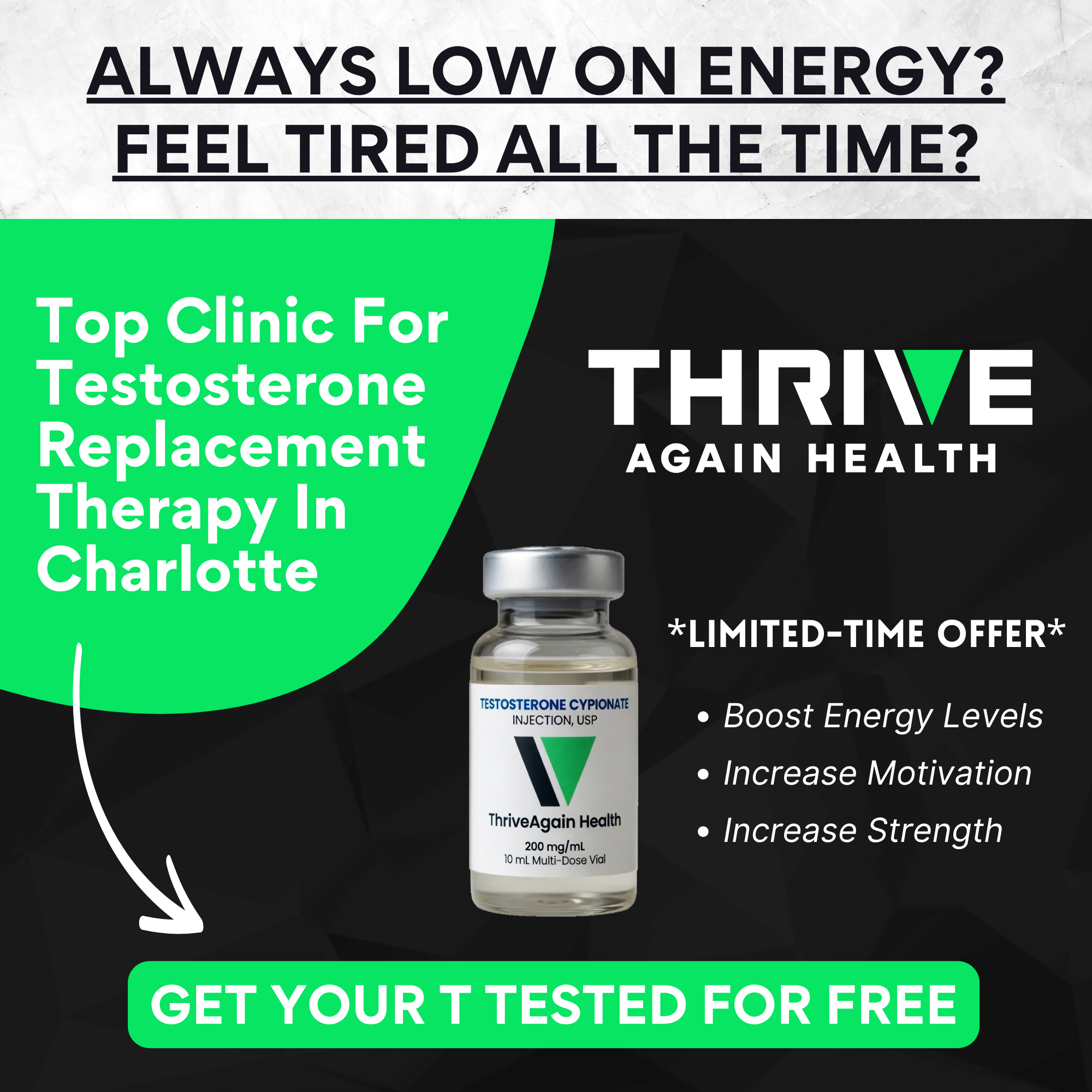 ThriveAgain Health Facebook ad: Free Testosterone Lab Test