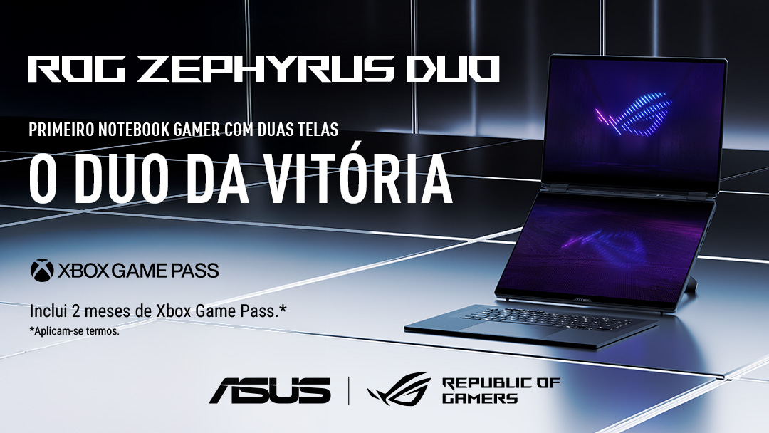 ASUS Gaming BR Facebook ad: Crie, jogue e produza sem gargalos. O notebook dual screen…