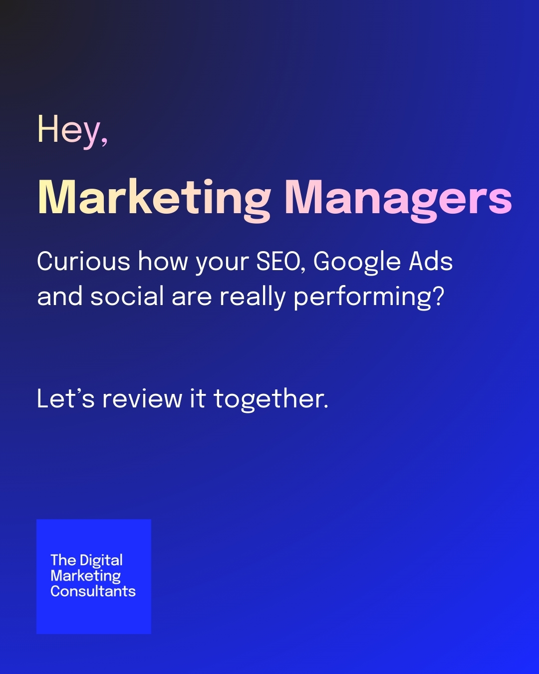 The Digital Marketing Consultants Facebook ad: Built for small and medium businesses
