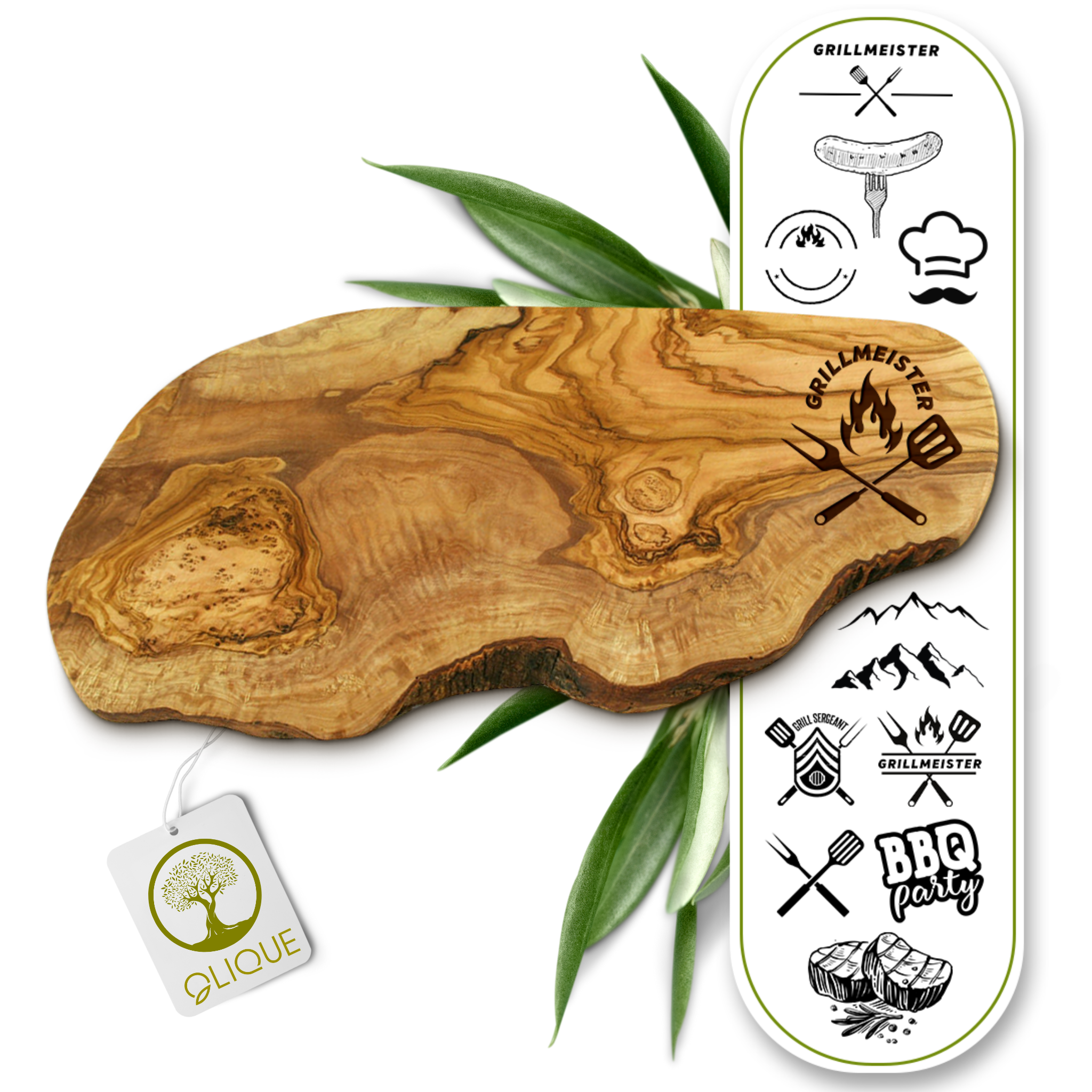Olique.de Facebook ad: Personalisiertes Geschenk aus Olivenholz