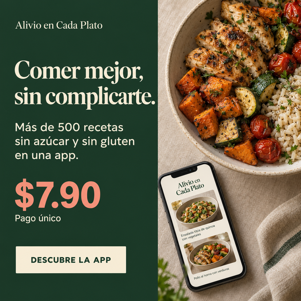 Tatiany Facebook ad: Más de 500 recetas por solo $7.90