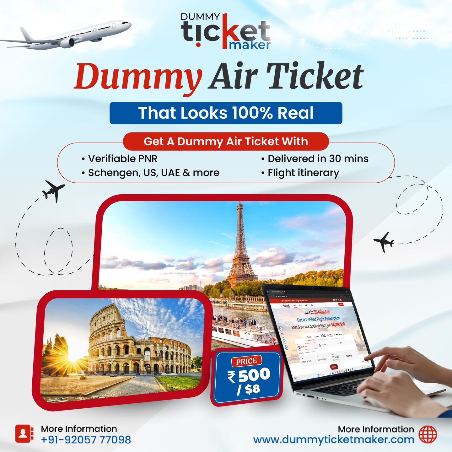 Dummy Ticket Maker Facebook ad: Dummy Ticket Visa Services Valid, Verifiable & Visa-Ready