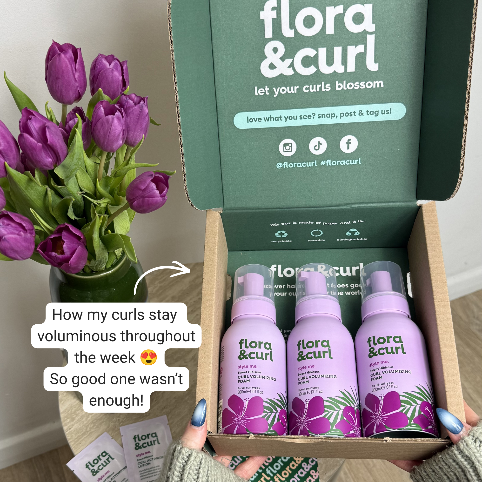 Flora & Curl Haircare Facebook ad