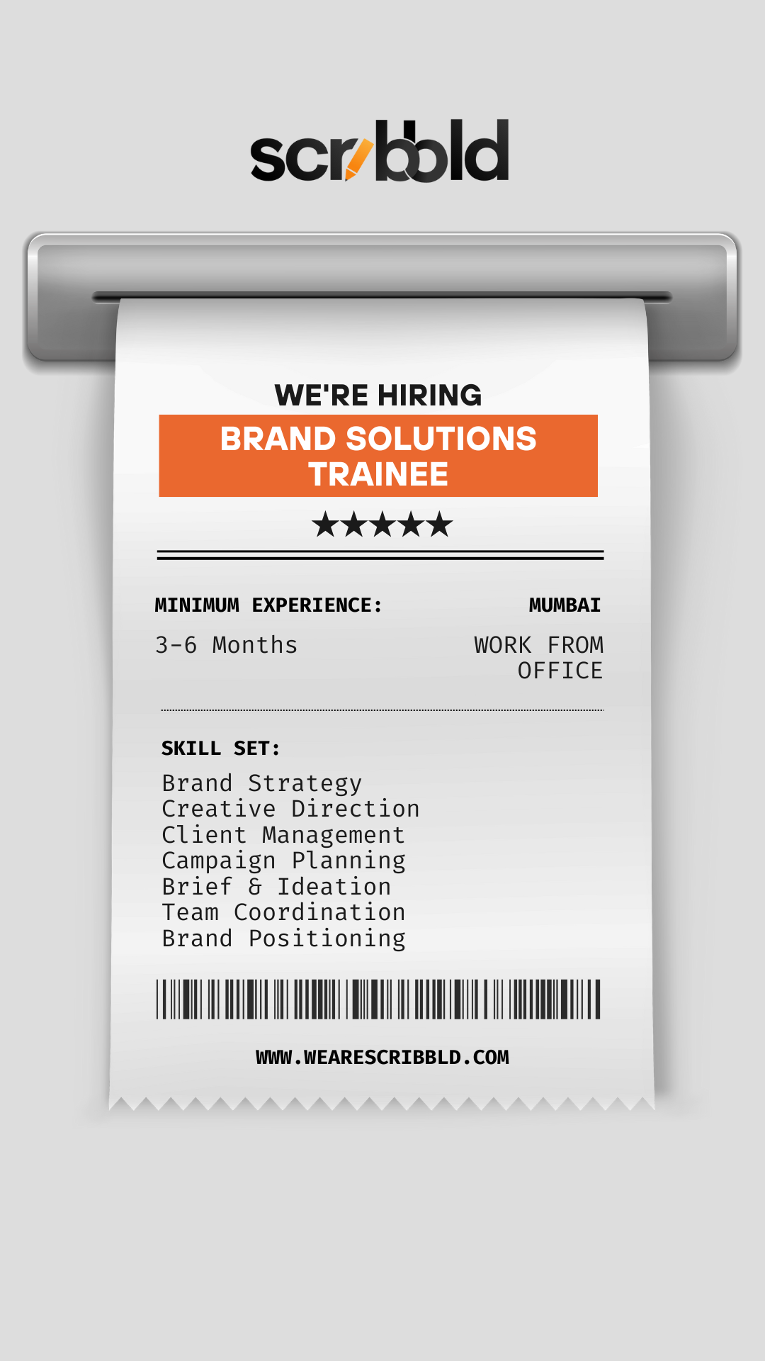 Scribbld Social Facebook ad: We are hiring Brand Solutions Trainee at Scribbld.