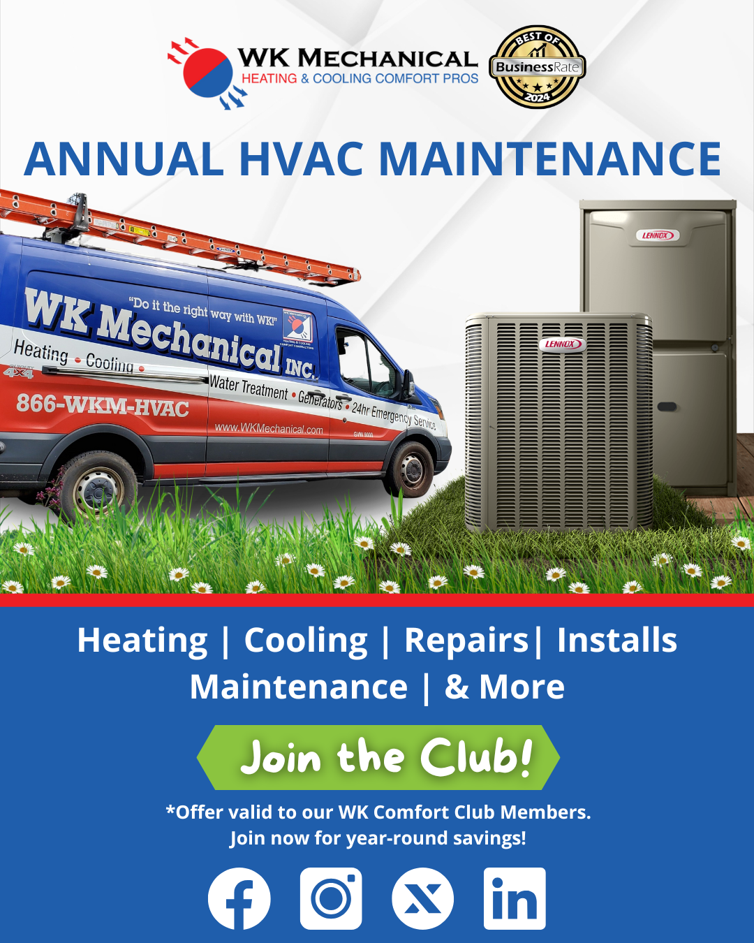 WK Mechanical, Inc. Facebook ad from May 21, 2025