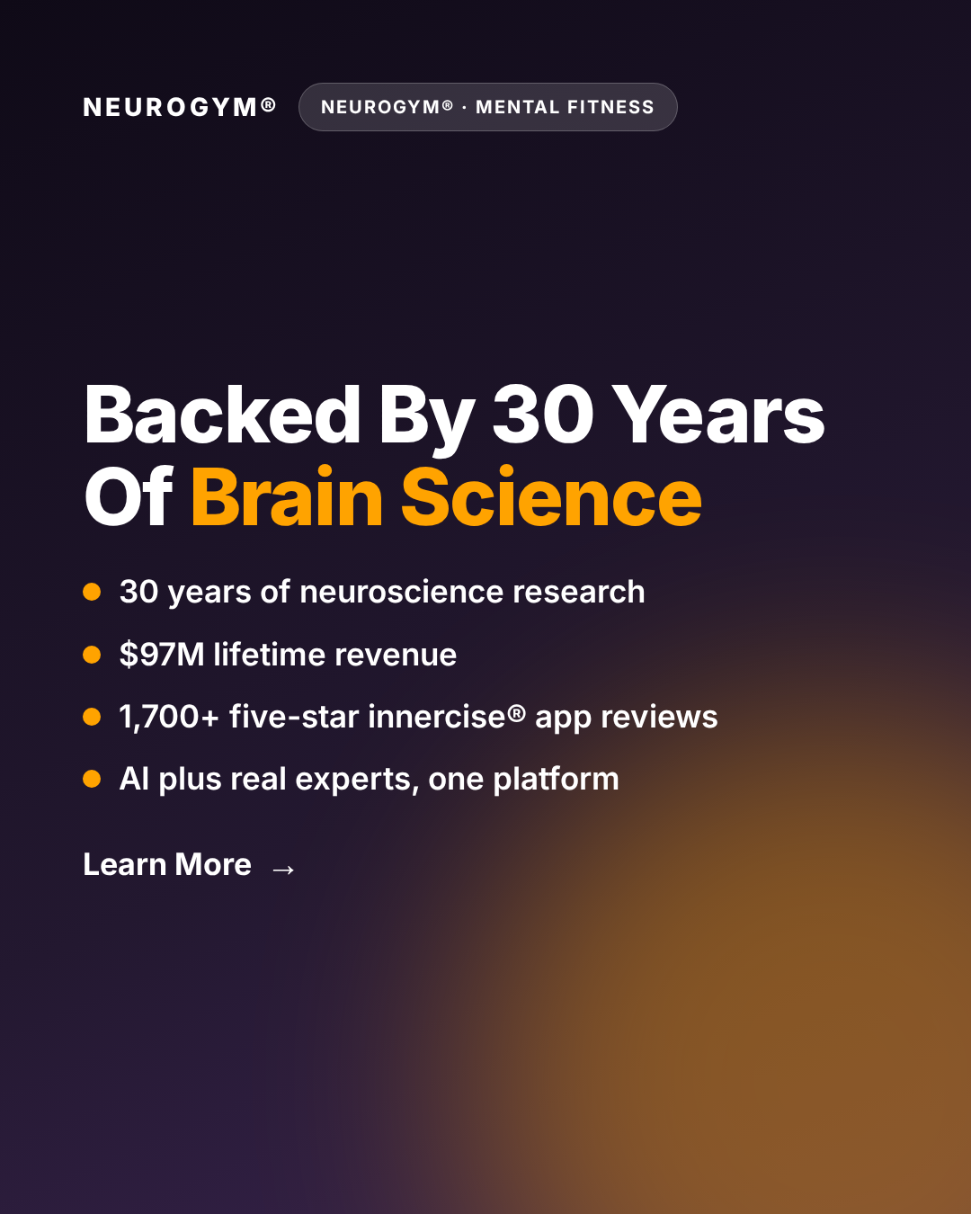 NeuroGym Facebook ad: Backed By 30 Years Of Brain Science