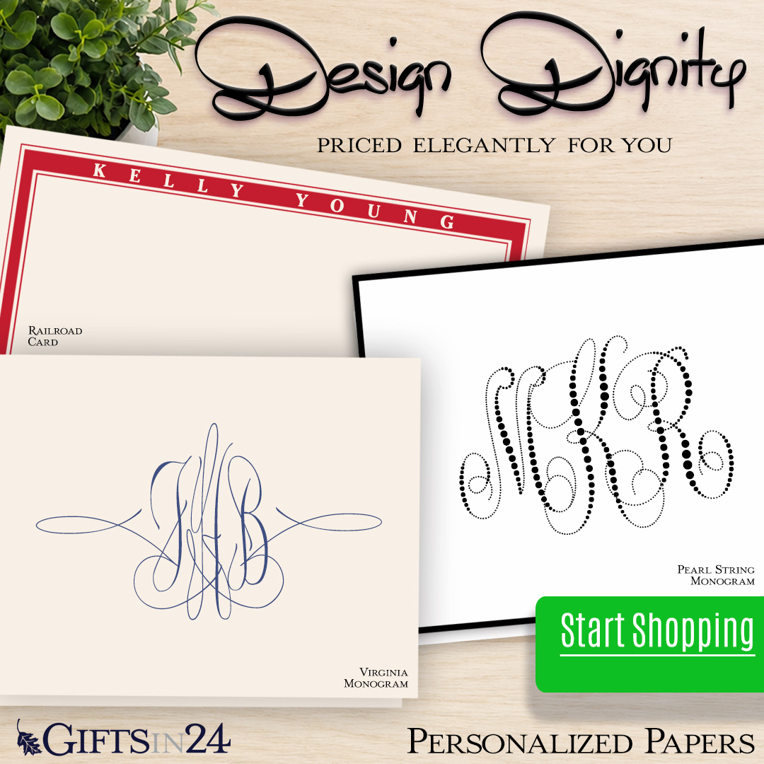 Gifts in 24 - Personalized Stationery and Custom Printed Gifts Facebook ad: Pearl String Monogram Note