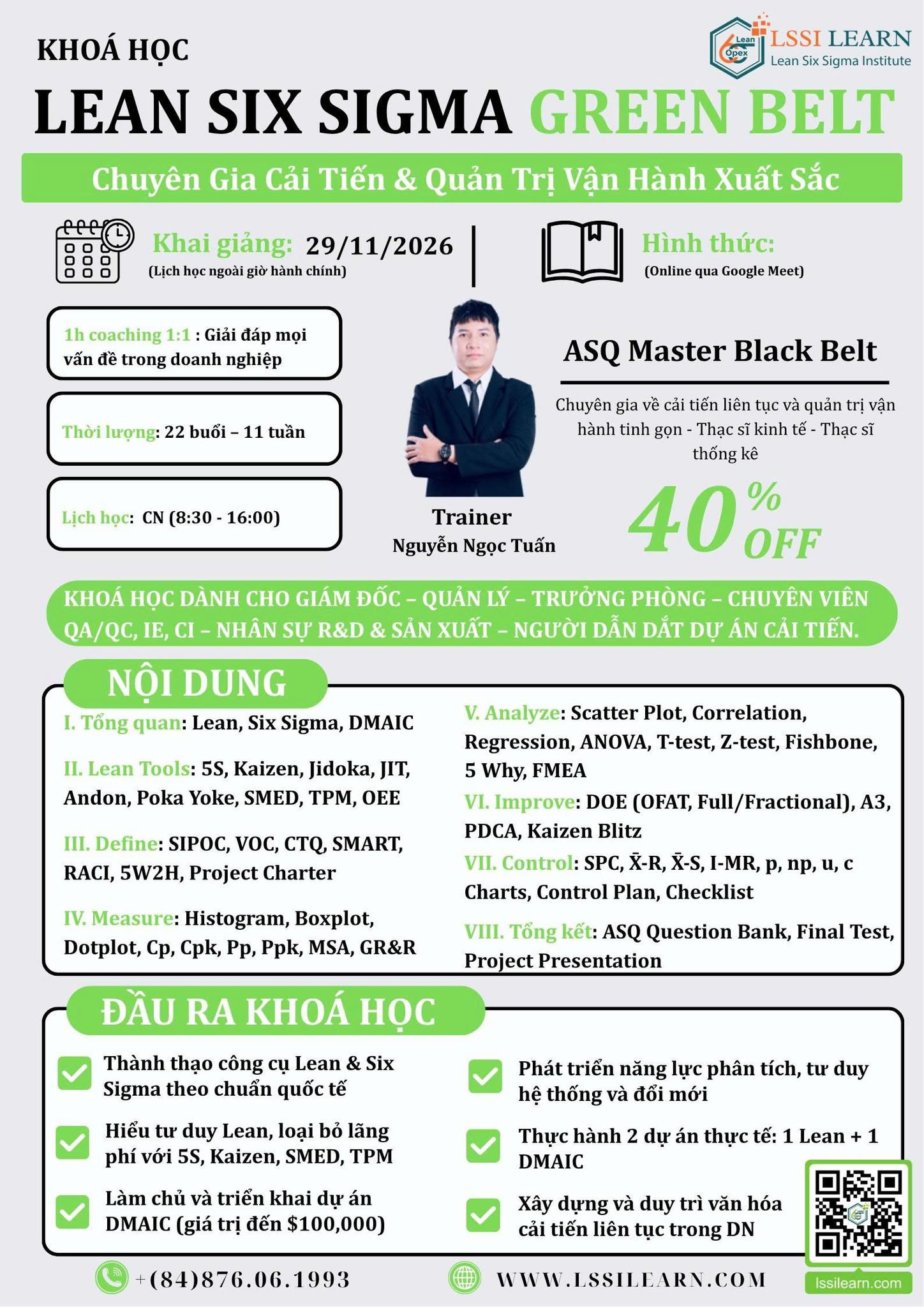 Quản Trị Vận Hành Xuất Sắc - LSSI LEARN Facebook ad: KHÓA HỌC: LEAN SIX SIGMA GREEN BELT