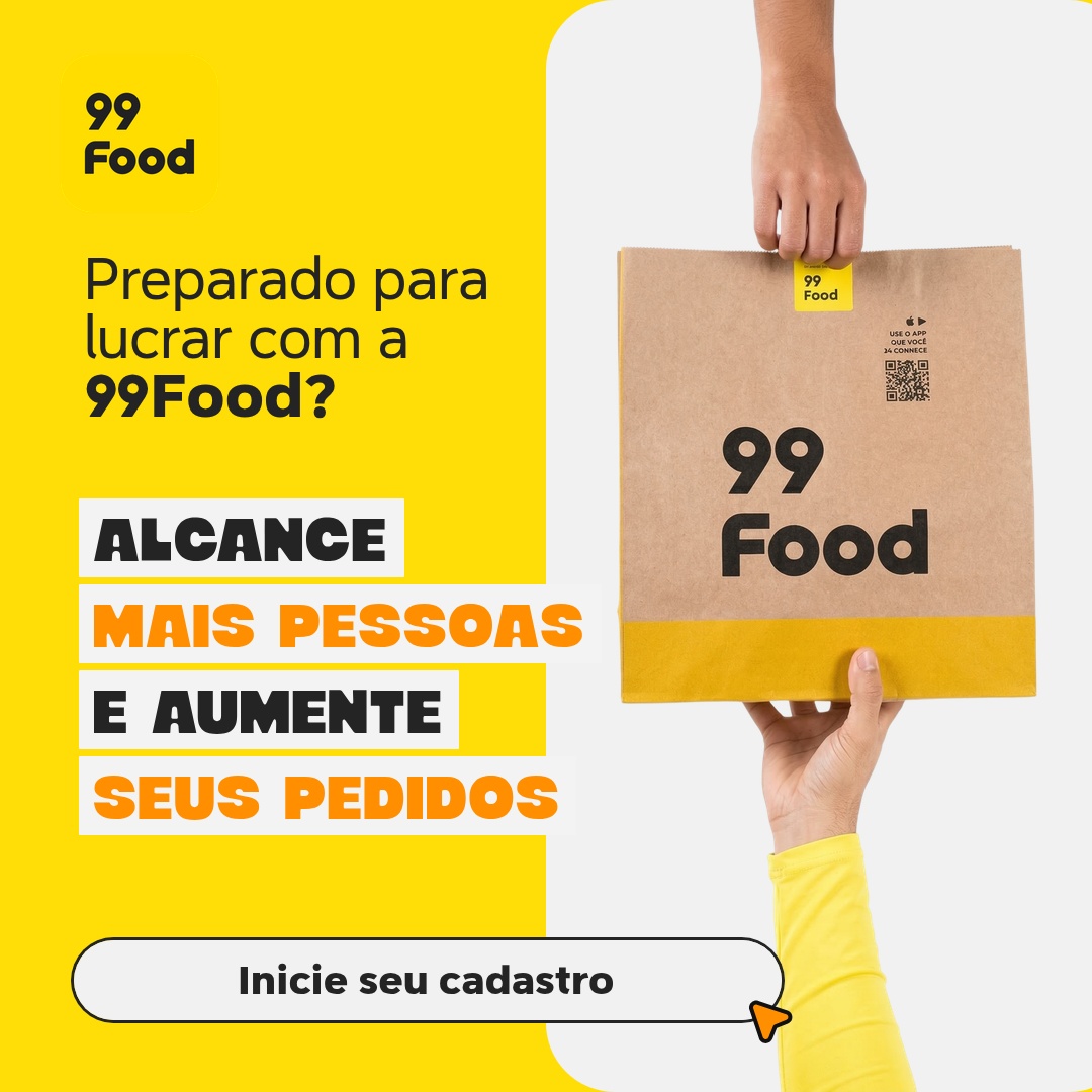 Vou de 99 Facebook ad: Cadastre seu restaurante agora