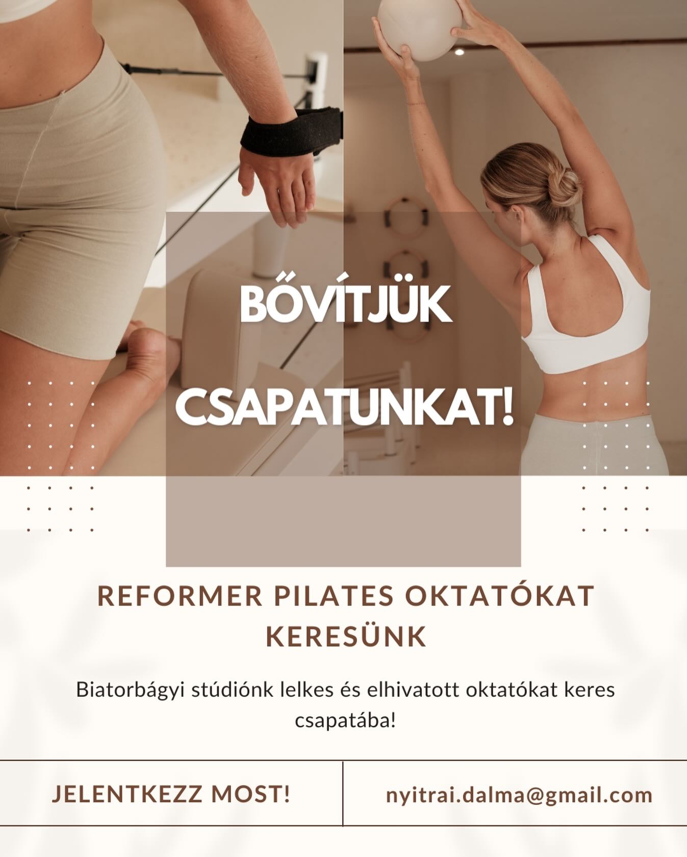 Revive Pilates Studio Facebook ad: REFORMER PILATES OKTATÓKAT KERESÜNK!
