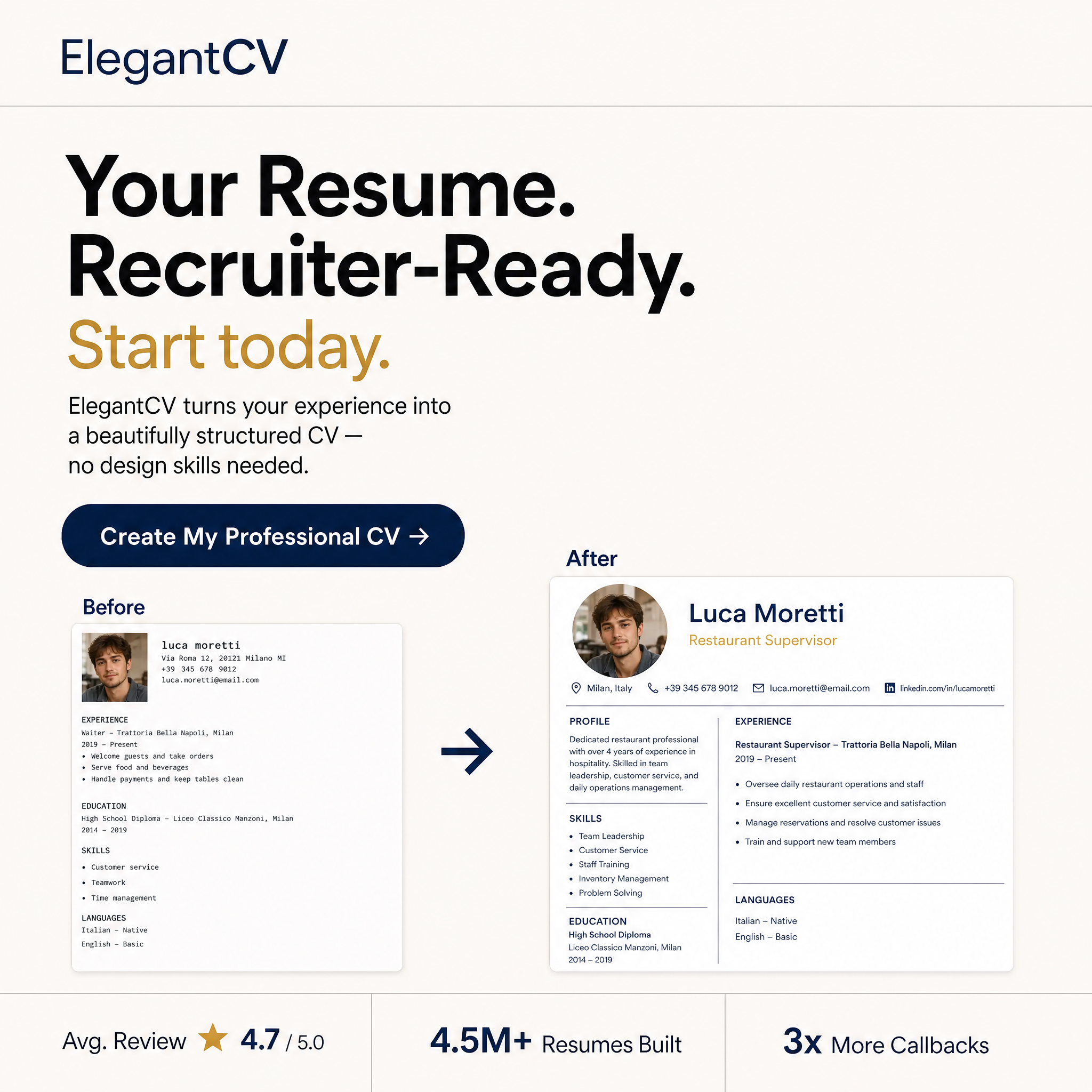Elegant CV Facebook ad