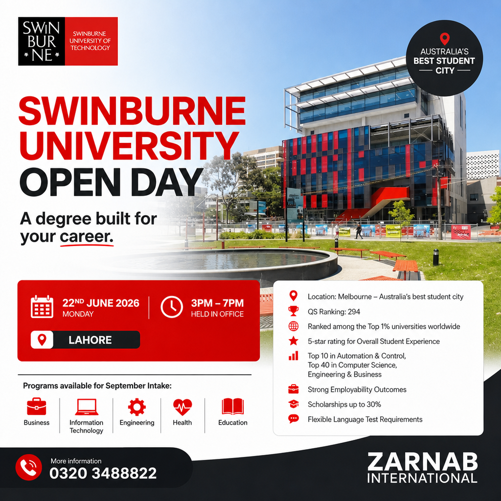 Zarnab International - Education Consultants Facebook ad: Register for Australian Education Expo