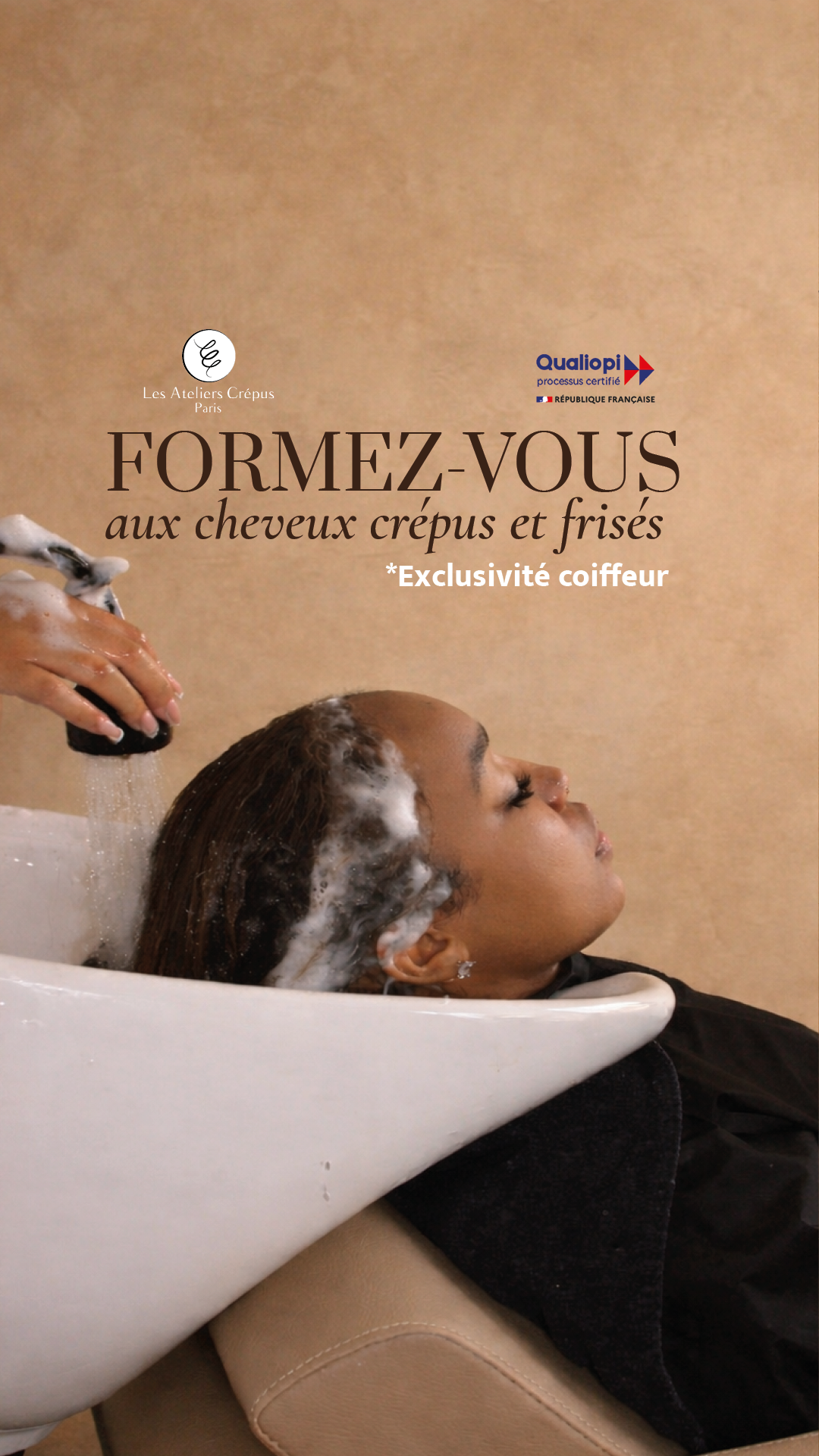 Les Ateliers Crépus Facebook ad: Gamme professionnelle pour sublimer les cheveux crépus