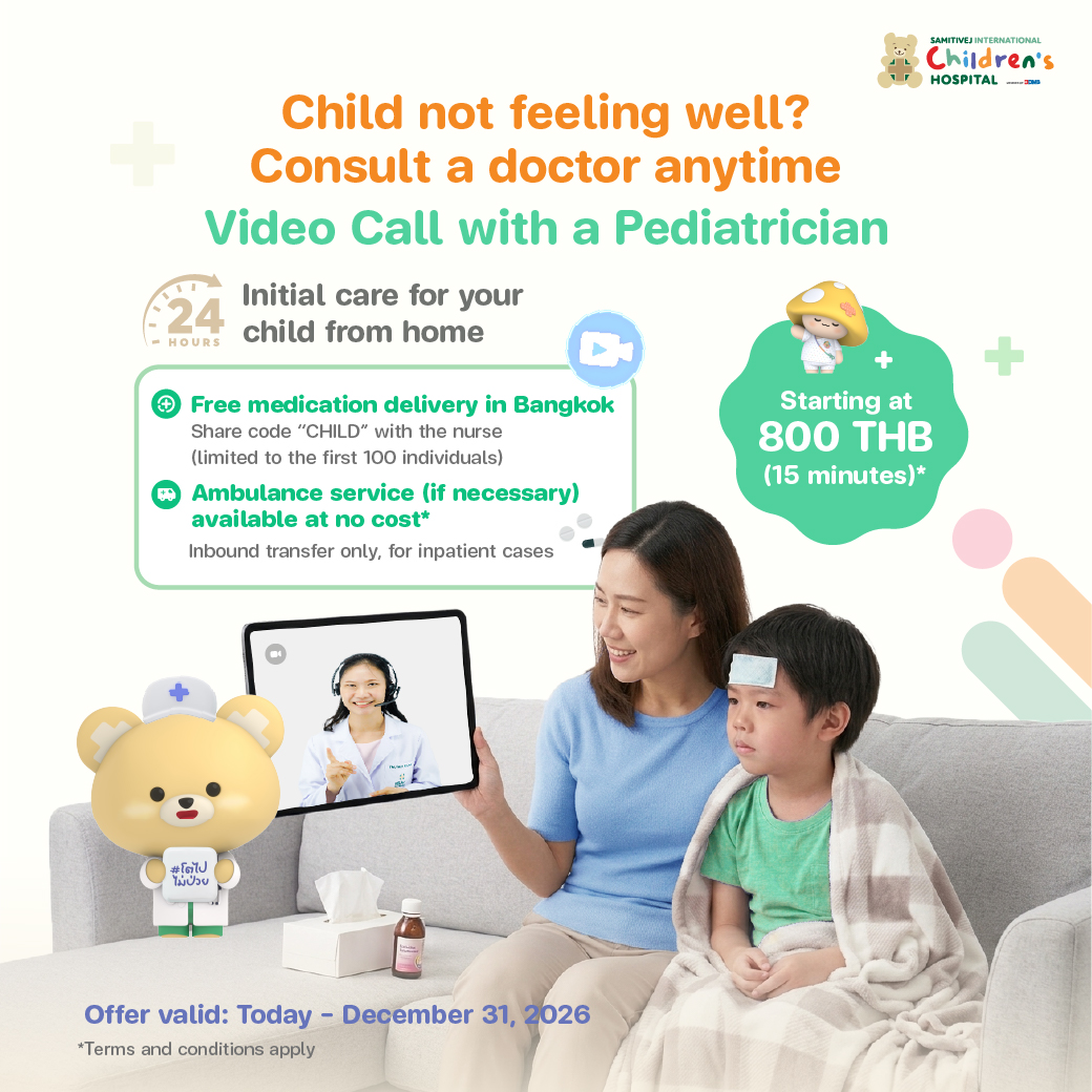 Samitivej International Children's Hospital Facebook ad: 24/7 online pediatric consultation-get support for your…