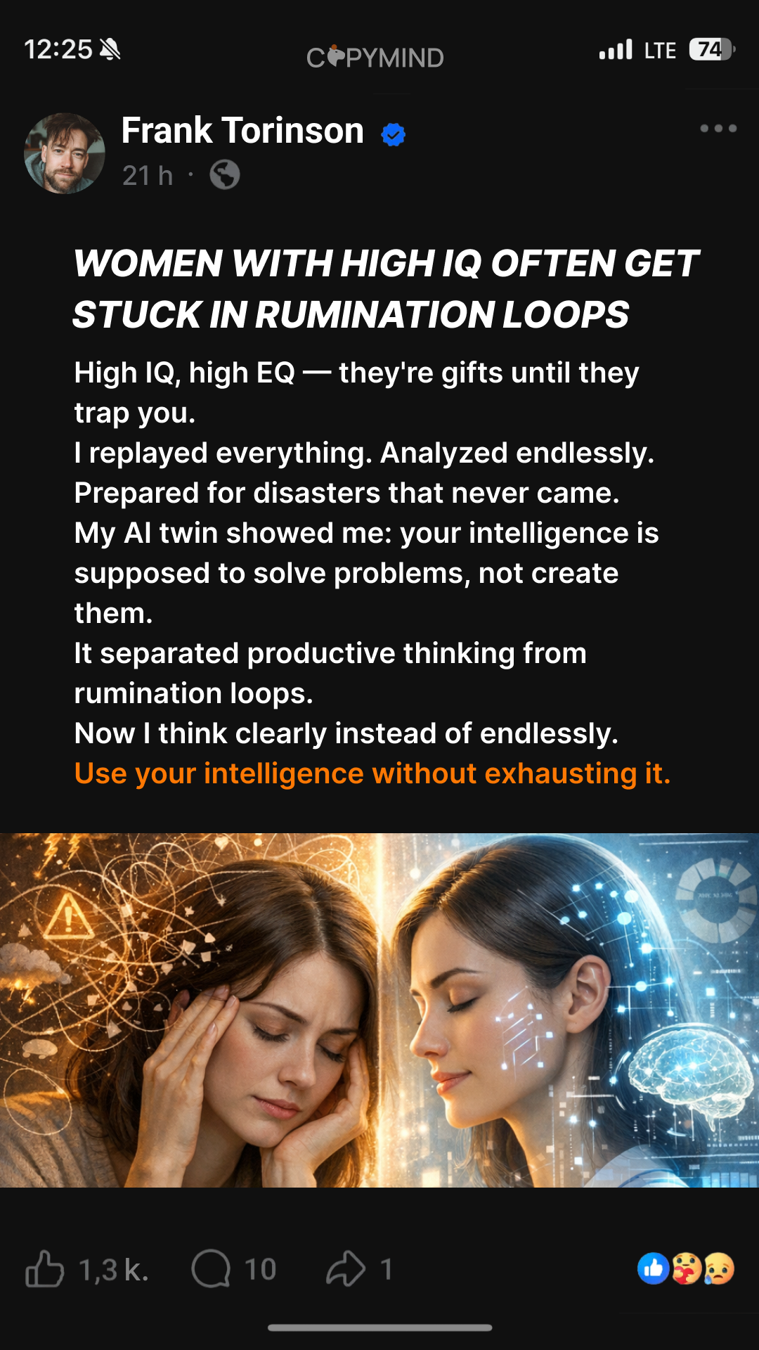 Copymind: AI twin for therapy Facebook ad