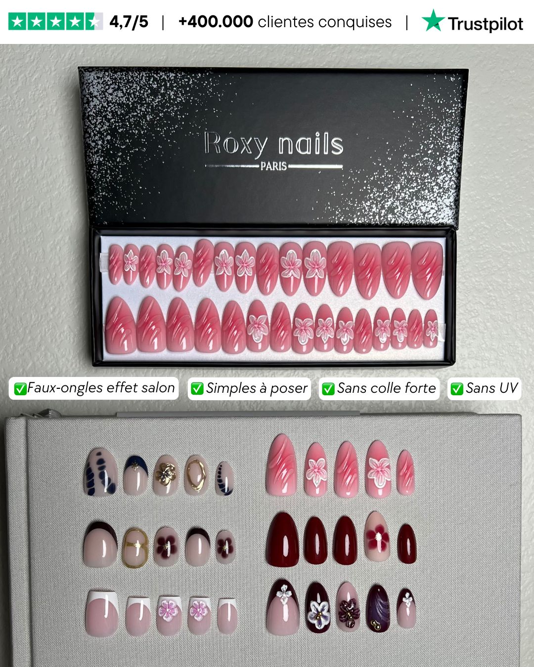 Faux Ongles - Roxy Nails Paris Facebook ad: Manucure rapide, économique et réutilisable!
