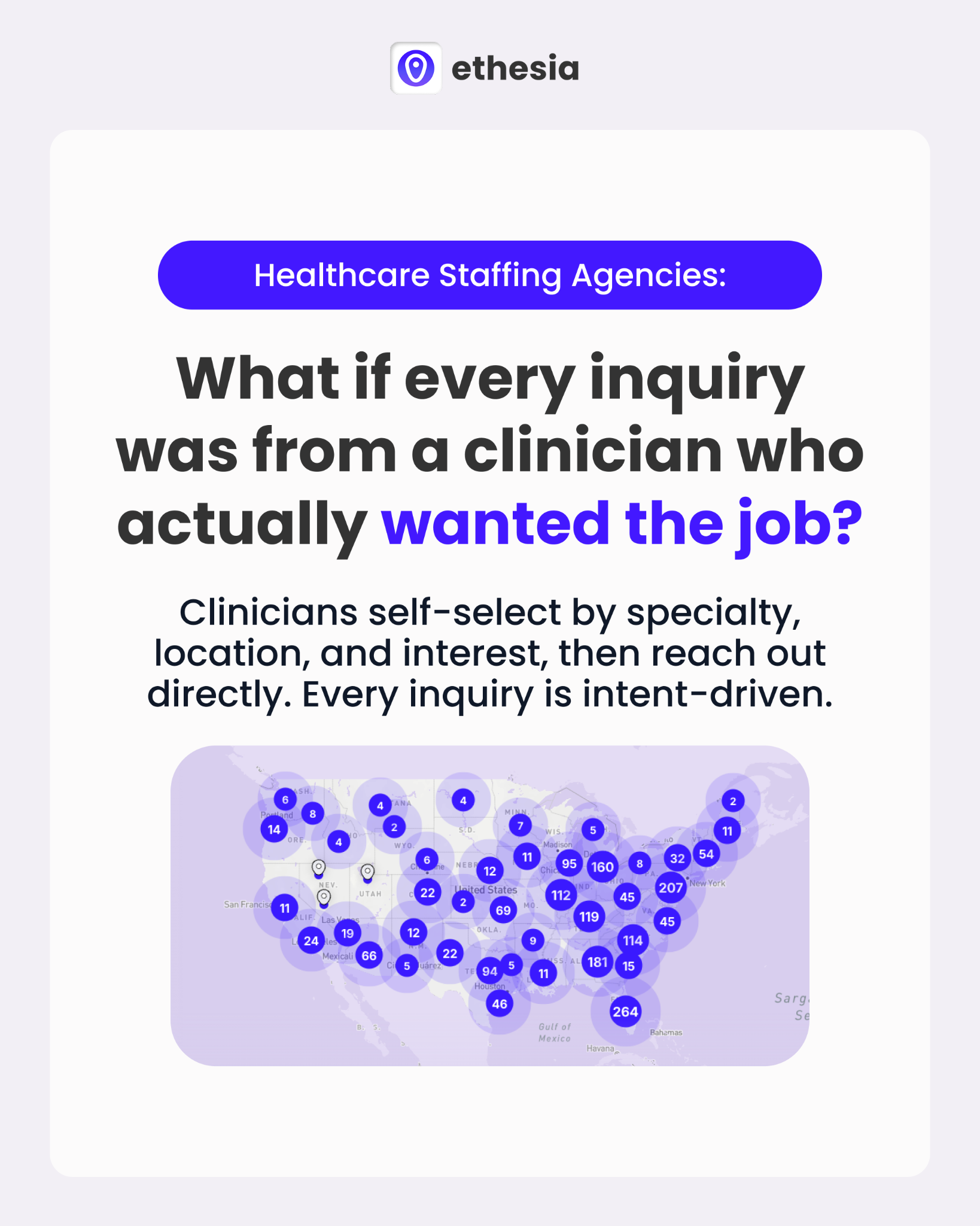 Ethesia Health Facebook ad: Healthcare's First Interactive Job Map