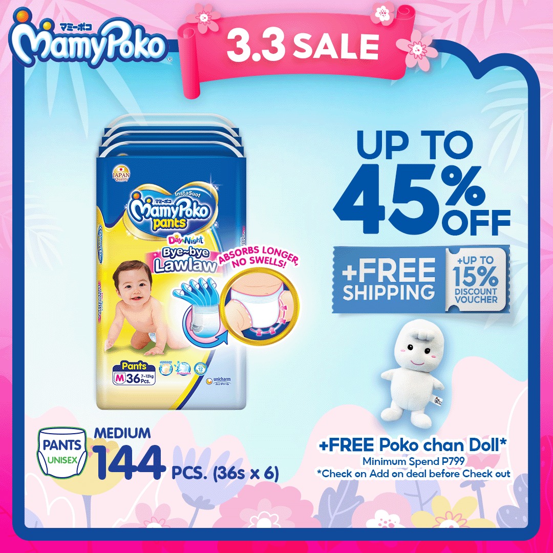 MamyPoko Philippines Facebook ad: LAZADA 3.3 BEST SELLING DIAPER