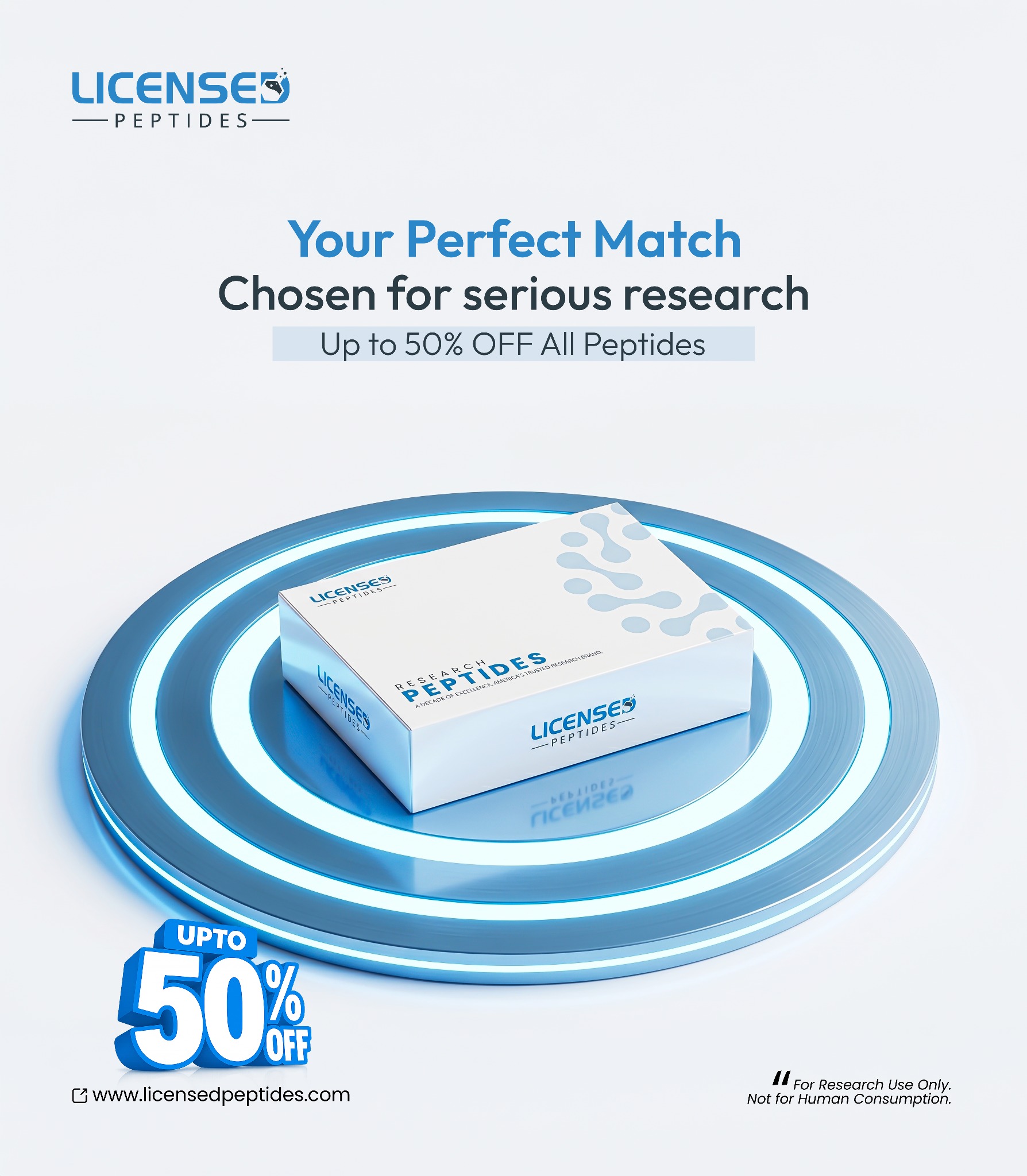 LicensedPeptides.com Facebook ad