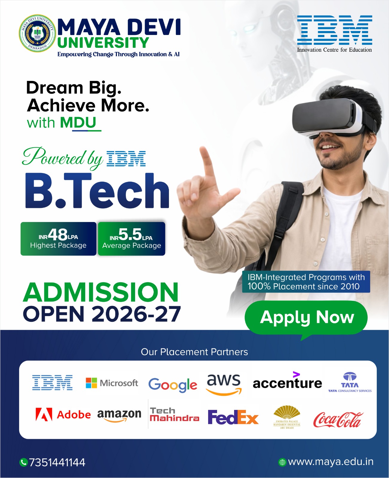 Maya Devi University, Dehra Dun. Facebook ad: B.Tech Admission Open 2026