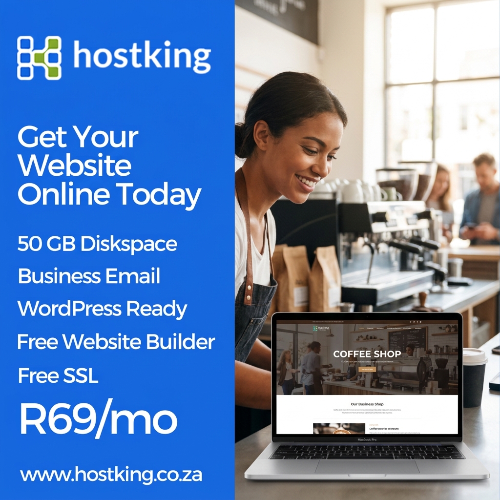 Hostking Facebook ad: Website Hosting from R69/mo