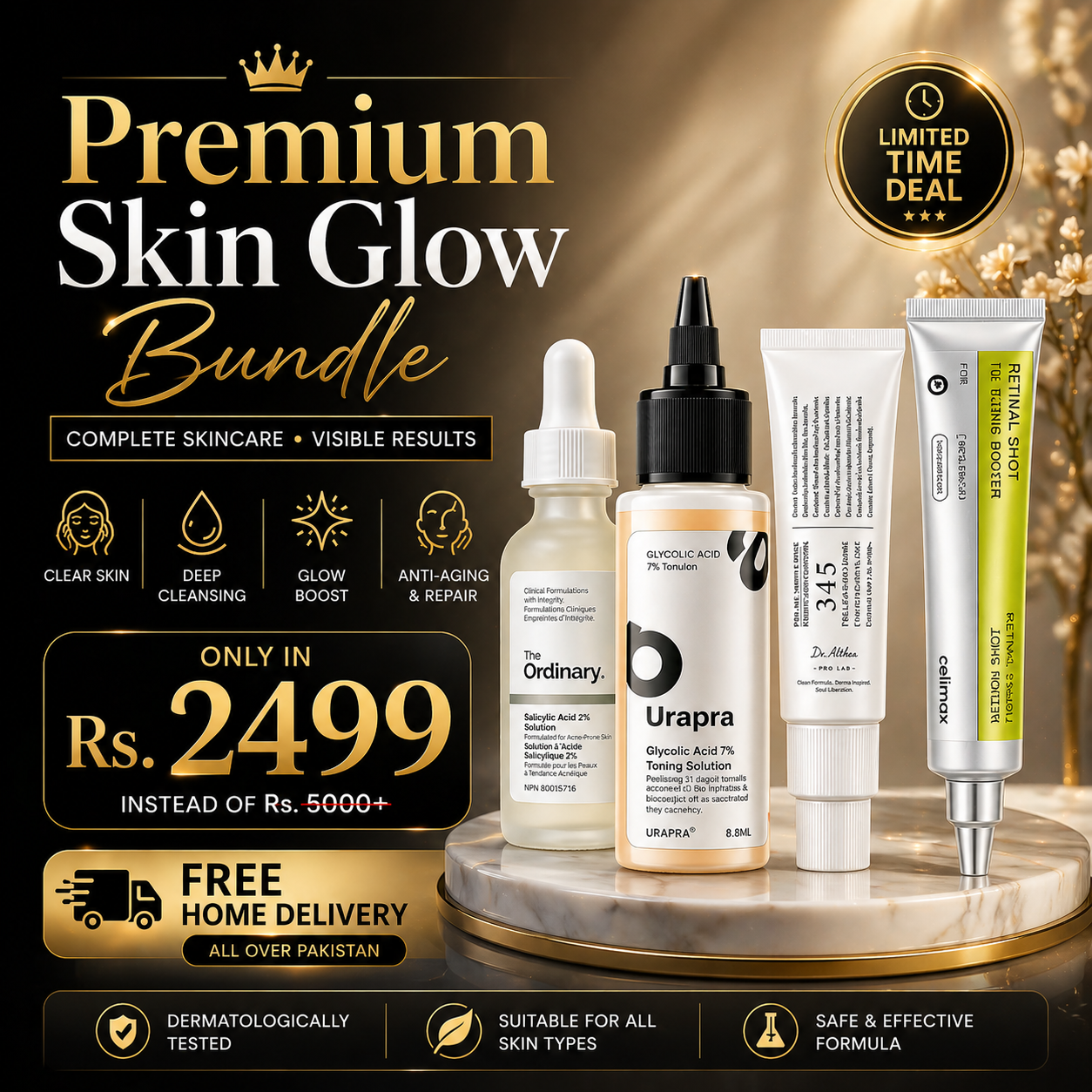 GlowEra Beauty Facebook ad: 4 in 1 Skincare Kit, Limited Deal