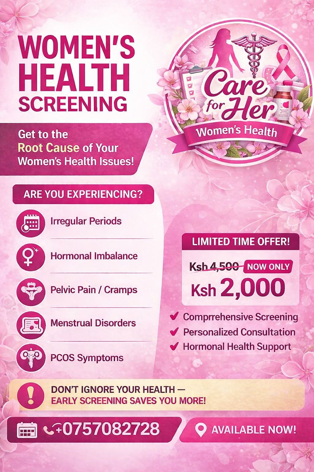 Premier Health centre Facebook ad: WOMEN’S HEALTH SOLUTION
