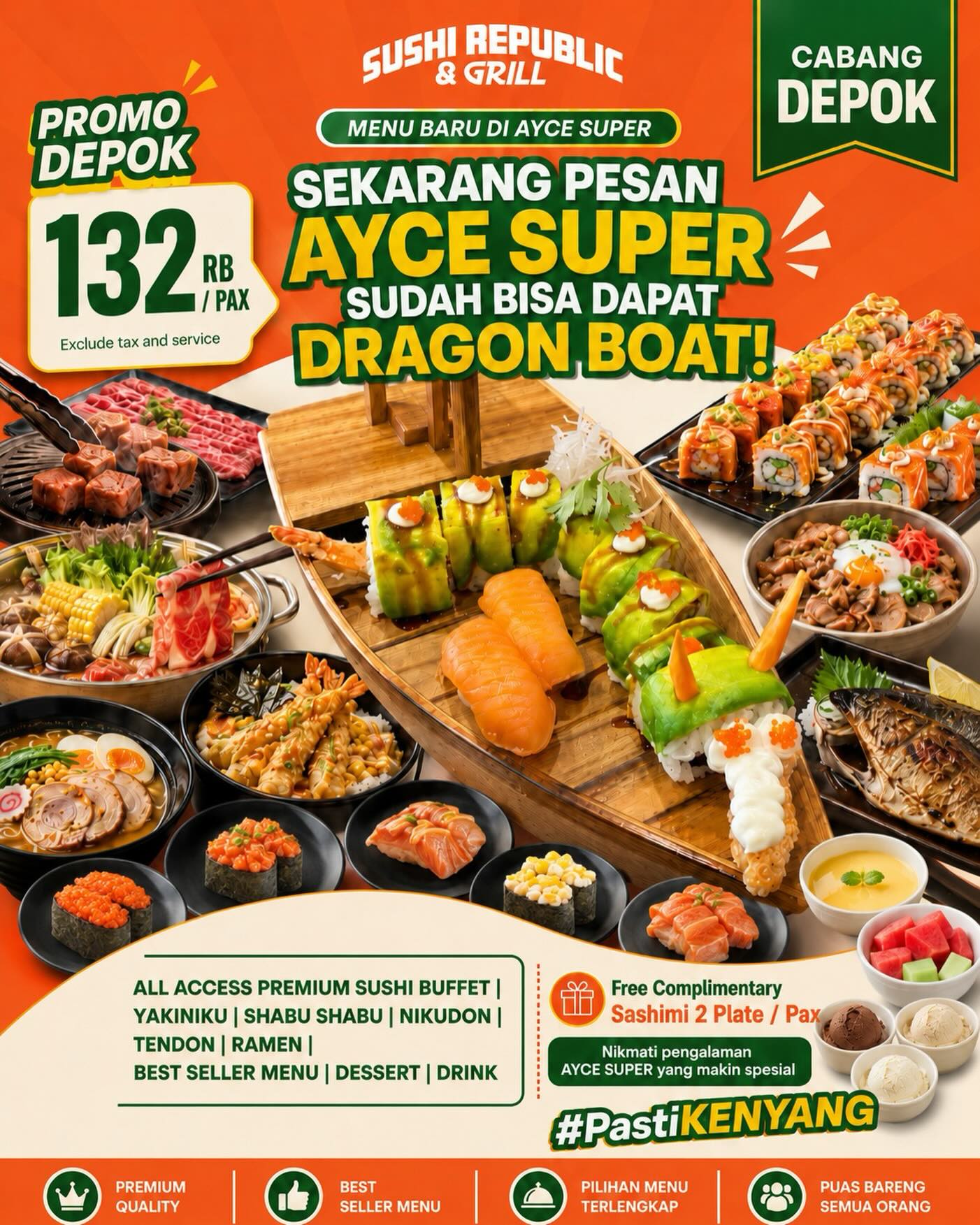 Sushi Republic Facebook ad: Yang baru di AYCE SUPER cabang DEPOK