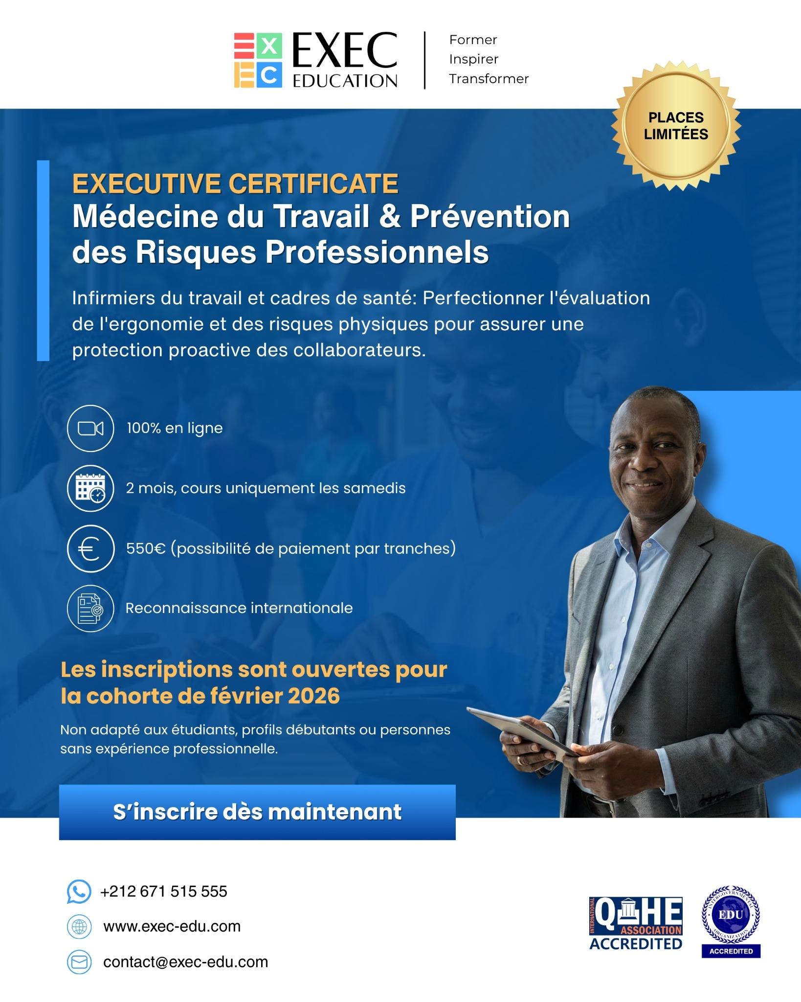 EXEC Education Facebook ad: Executive Certificate Médecine du Travail & Prévention des…