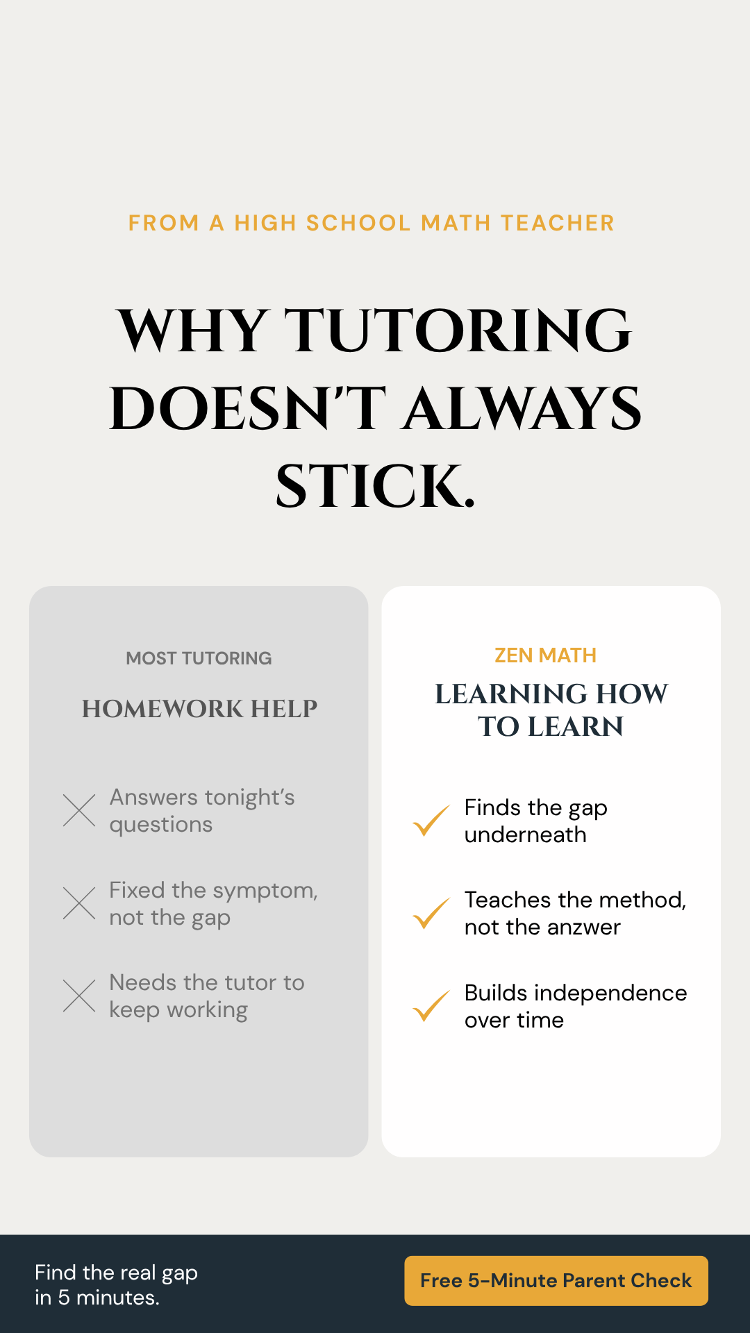 Zen Math Tutoring Facebook ad from Aug 25, 2026
