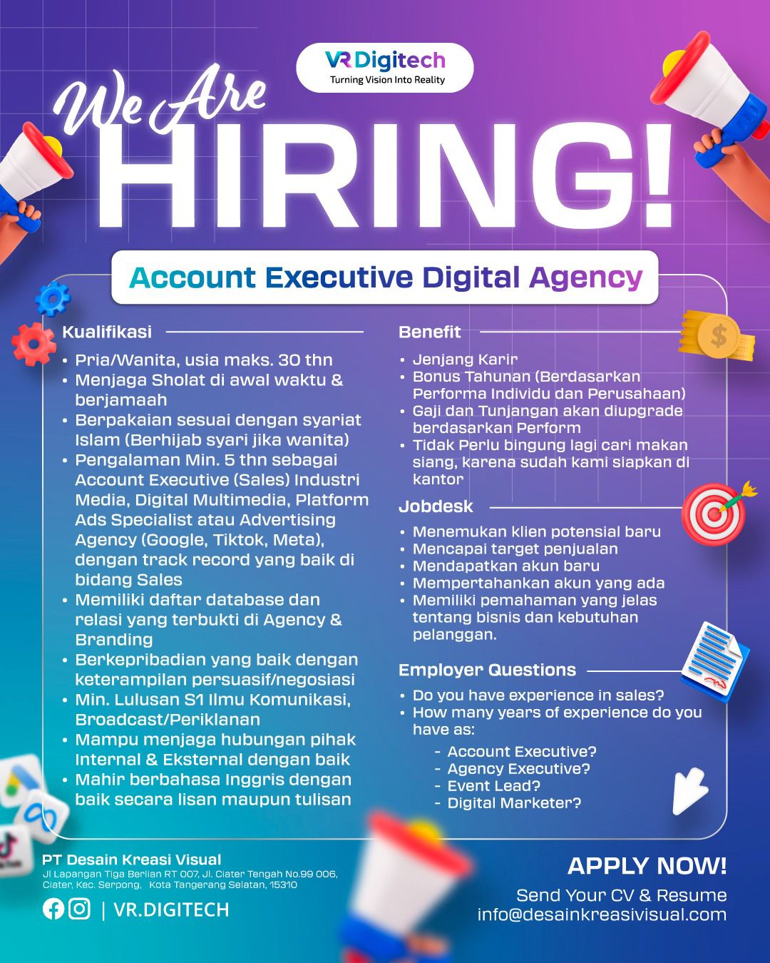 Dunia Kreasi Visual Facebook ad: Apply Now, Account Executive Digital Agency!