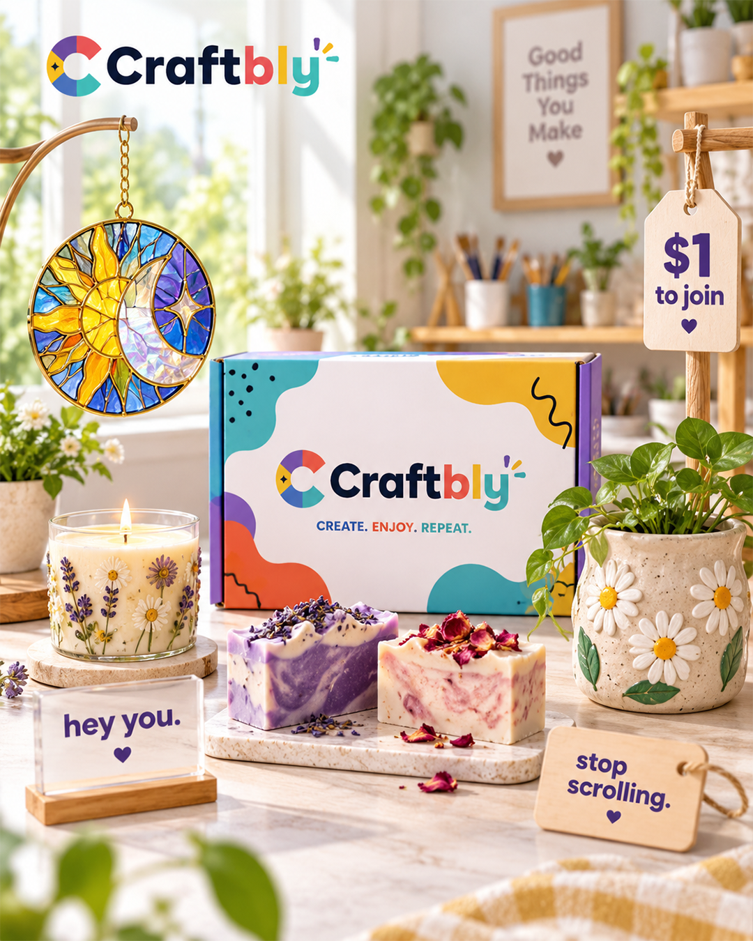 Craftbly Facebook ad: Just $1/month gets you in