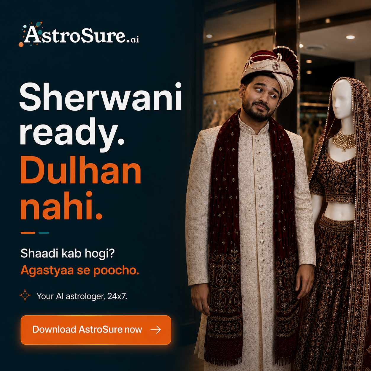 Astrosure.ai Facebook ad: Shaadi kab hogi? Agastyaa se poocho