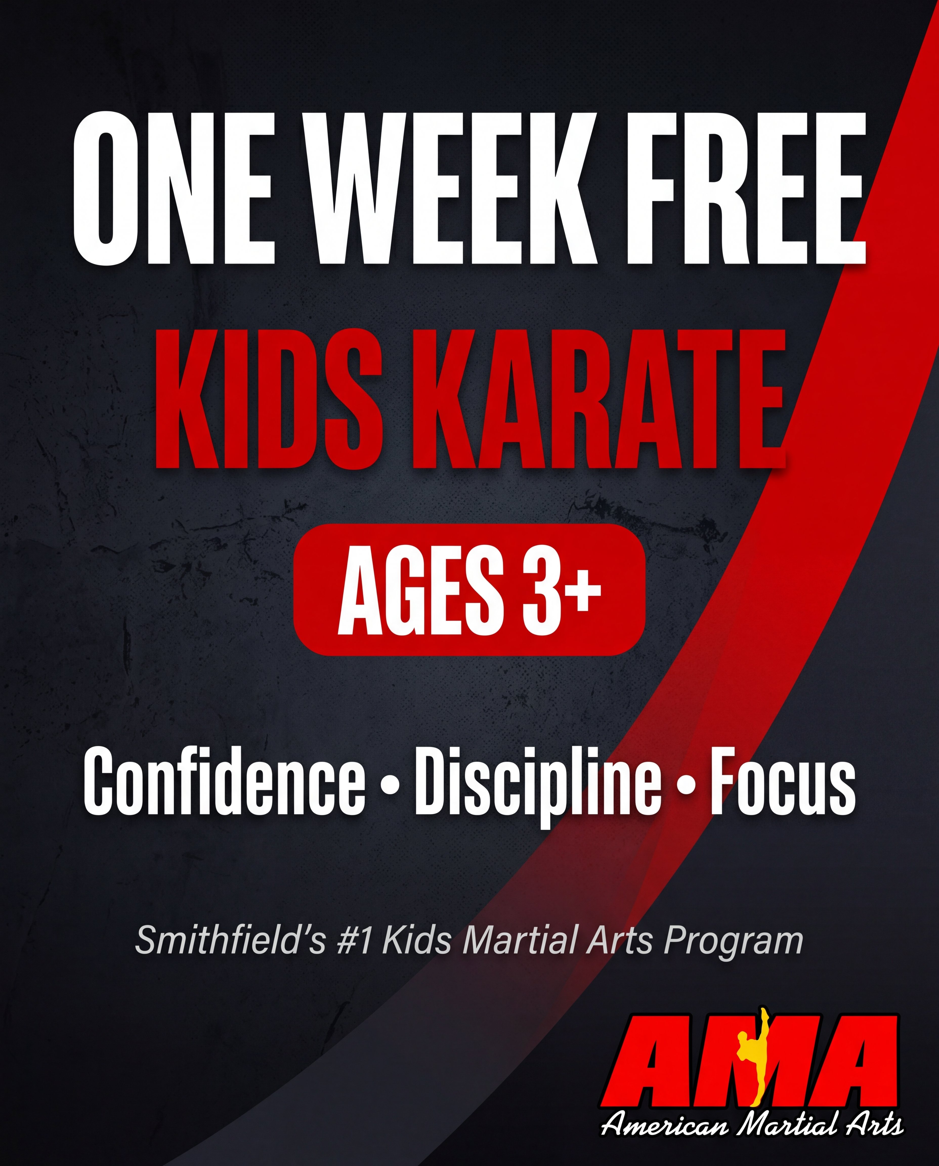 American Martial Arts Smithfield Facebook ad: Try Kids Karate FREE for One Week