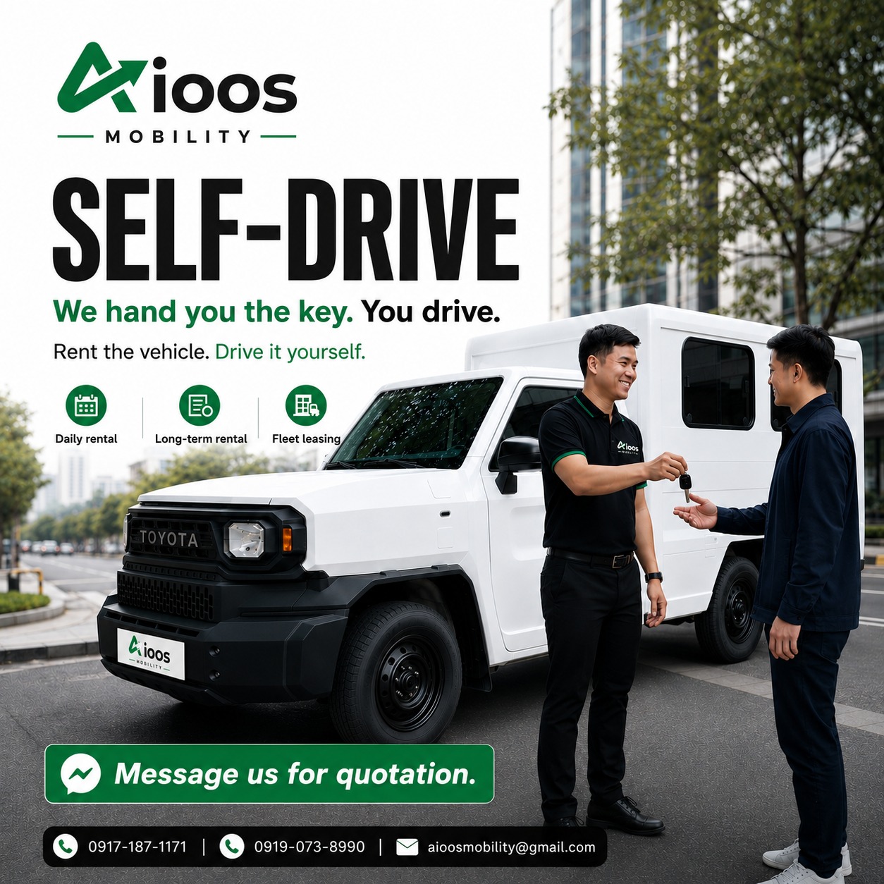 AIOOS Mobility Facebook ad: We hand you the key.