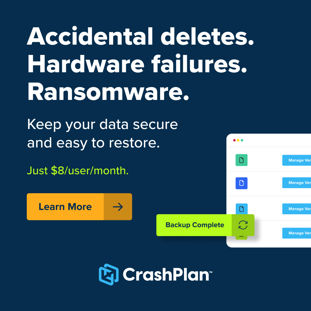 CrashPlan Facebook ad: When the Unexpected Happens, CrashPlan Recovers