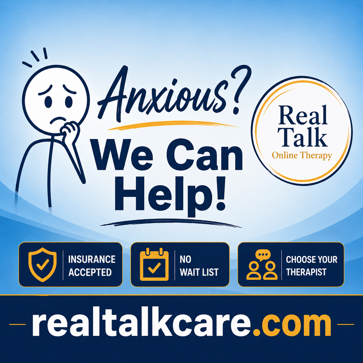 RealTalk Online Therapy Facebook ad: Proudly providing Online Counseling Services for clients…