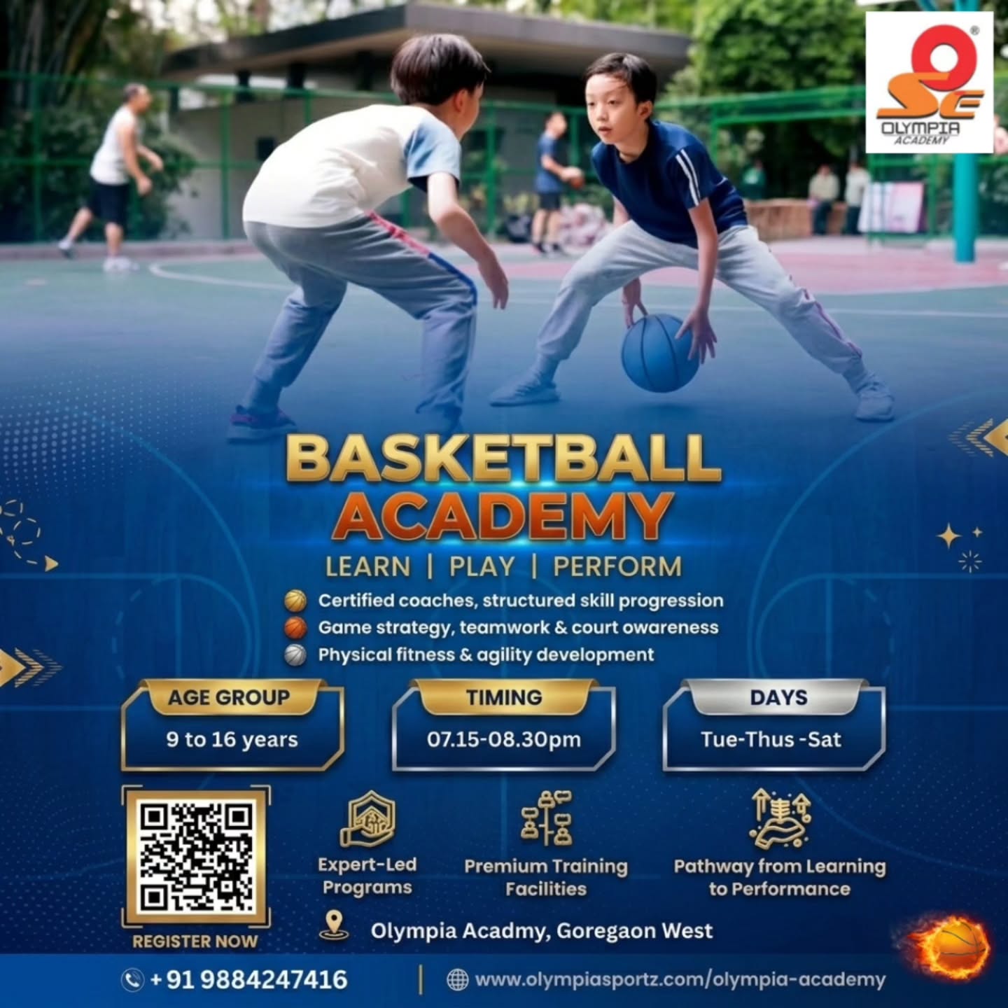 Vibgyor Sports Academy Sparks Facebook ad: Elevate Your Game at Olympia Academy!
