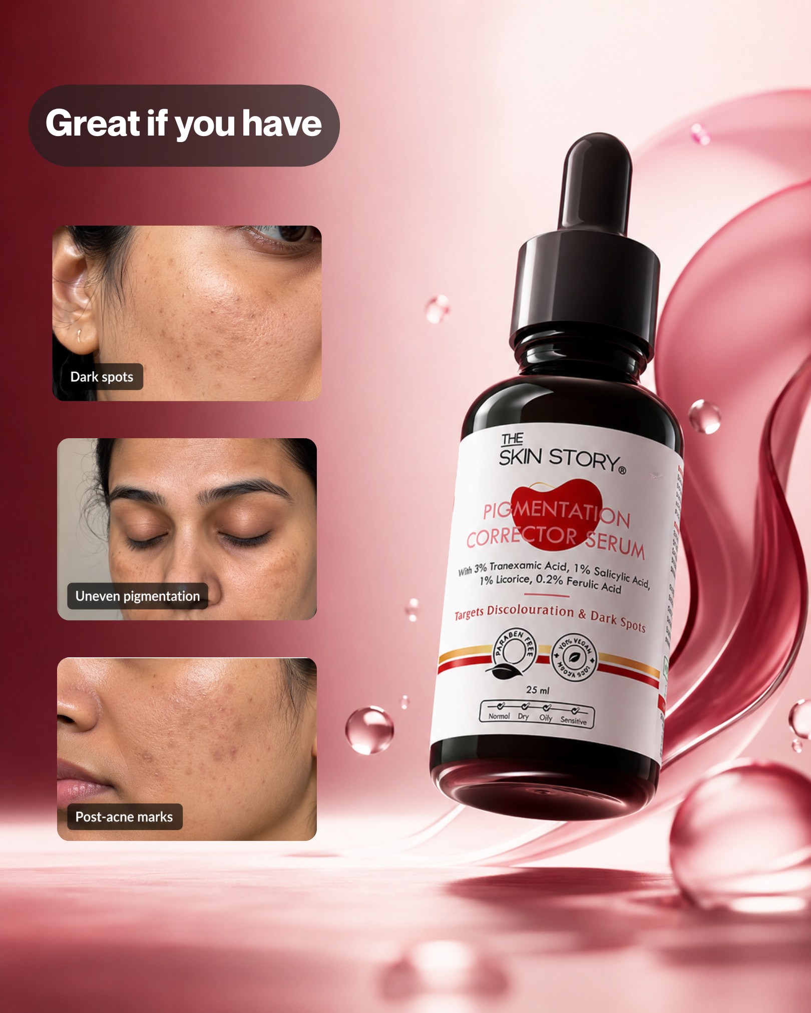 The Skin Story Facebook ad: Your skin has different needs - and your…