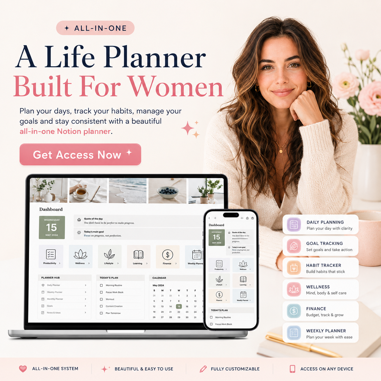 Her Notion Planner Facebook ad