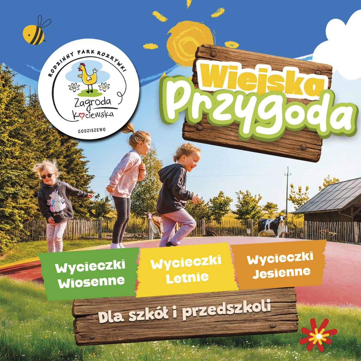 Park Zagroda Kociewska Facebook ad: Szukasz pomysłu na wyjątkową wycieczkę dla grupy szkolnej…