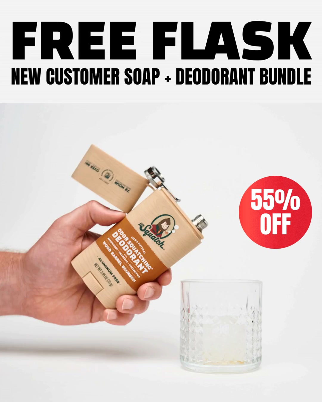 Dr. Squatch Facebook ad: 3 FREE GIFTS + 56% OFF