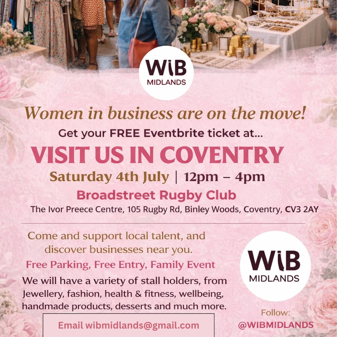 Women in Business Midlands Facebook ad: Save the date Saturday 4th July 2026