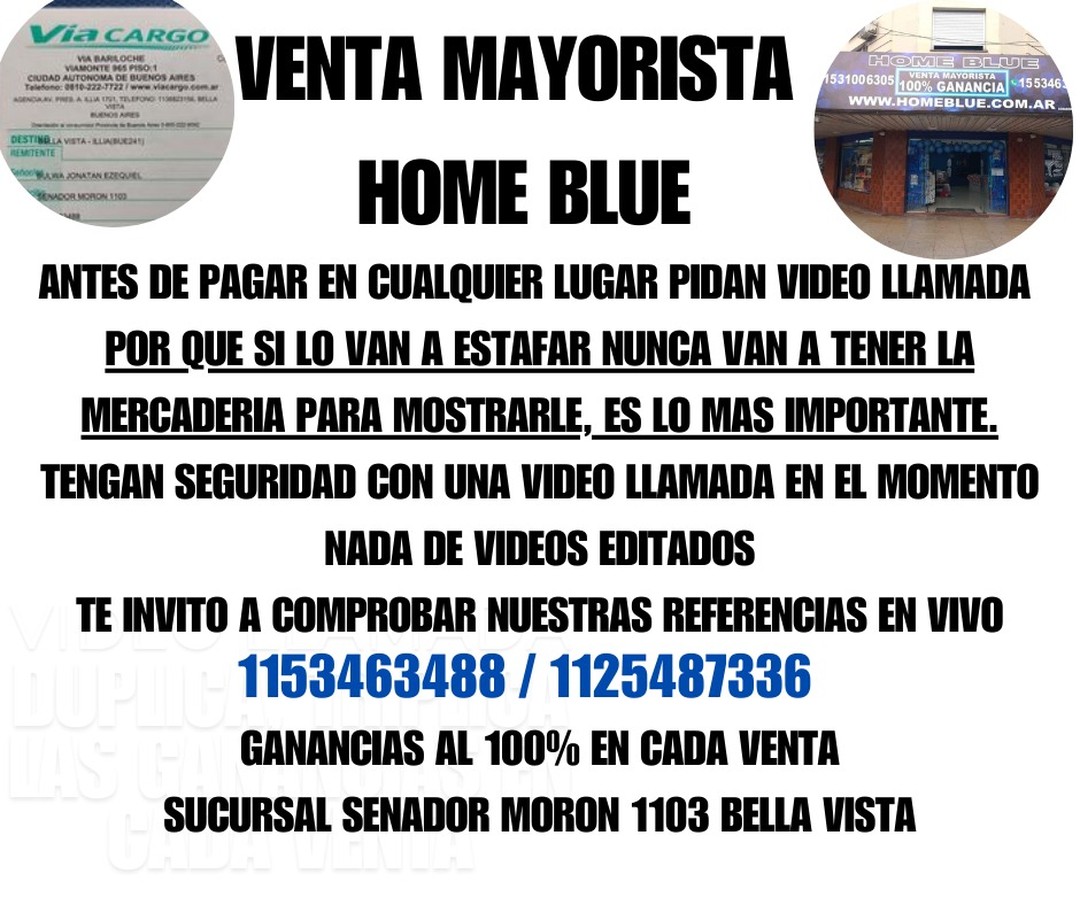 Home Blue Facebook ad: Con nosotros las ganancias son al 100%