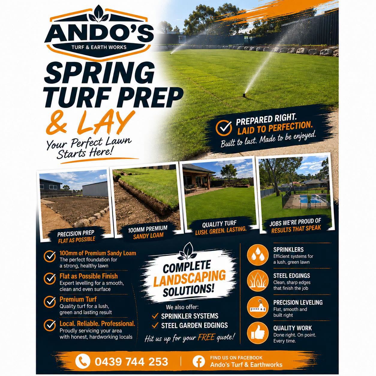 Ando's turf and earthworks Facebook ad