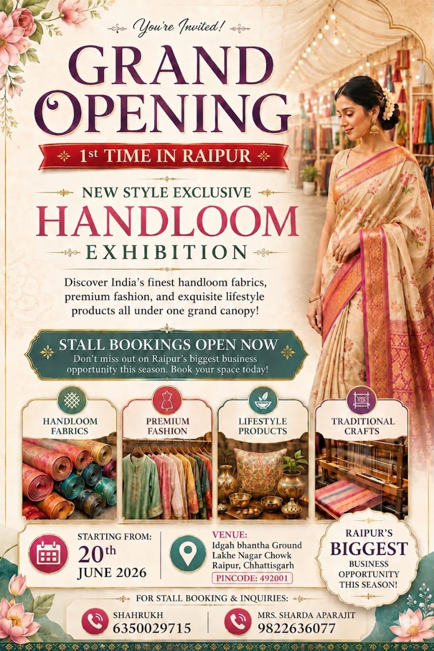 New Stylo Exclusive Handloom Exhibition Facebook ad: Book Your Stall at Raipur's Biggest Handloom Exhibition