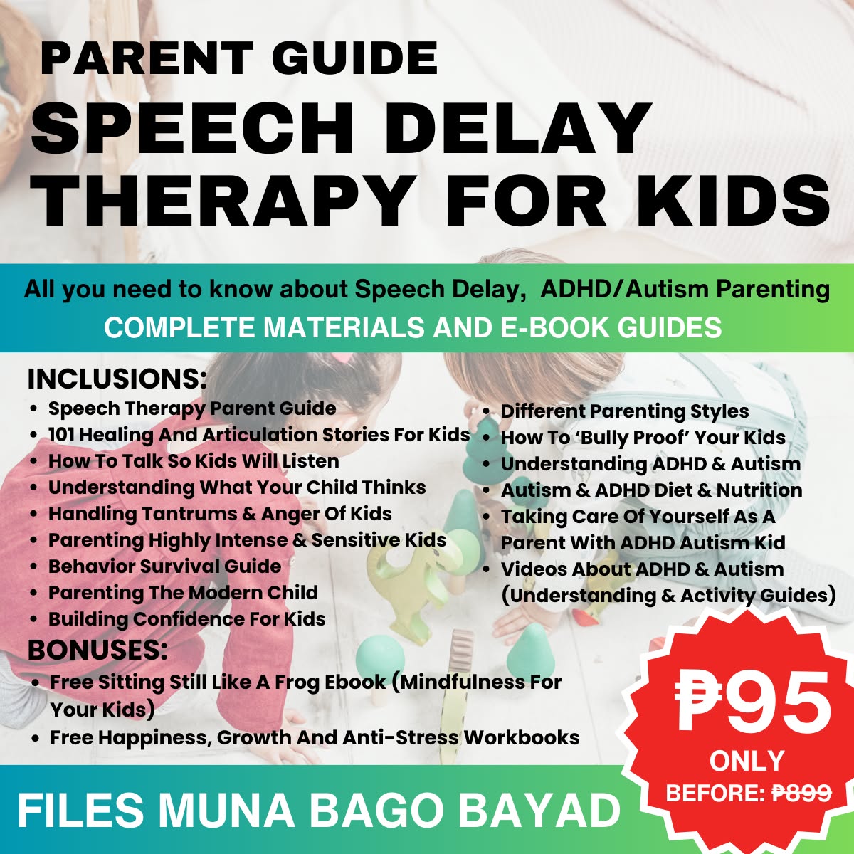 Speech Delay Therapy Guide Facebook ad: Chat on Messenger