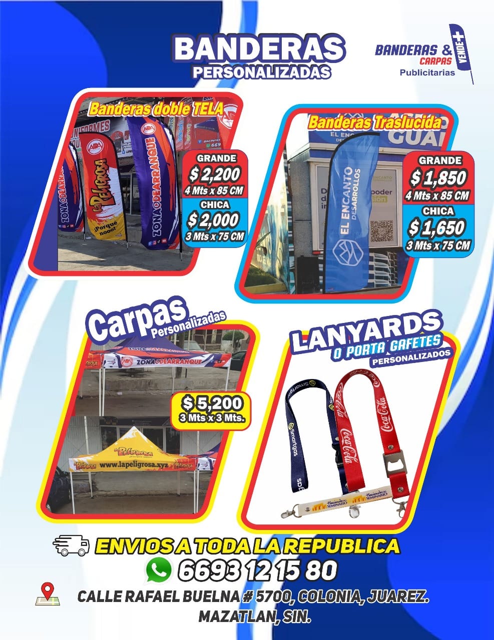 Banderas y carpas vende + Facebook ad: Bandera de doble tela con diseño personalizado, resistente…