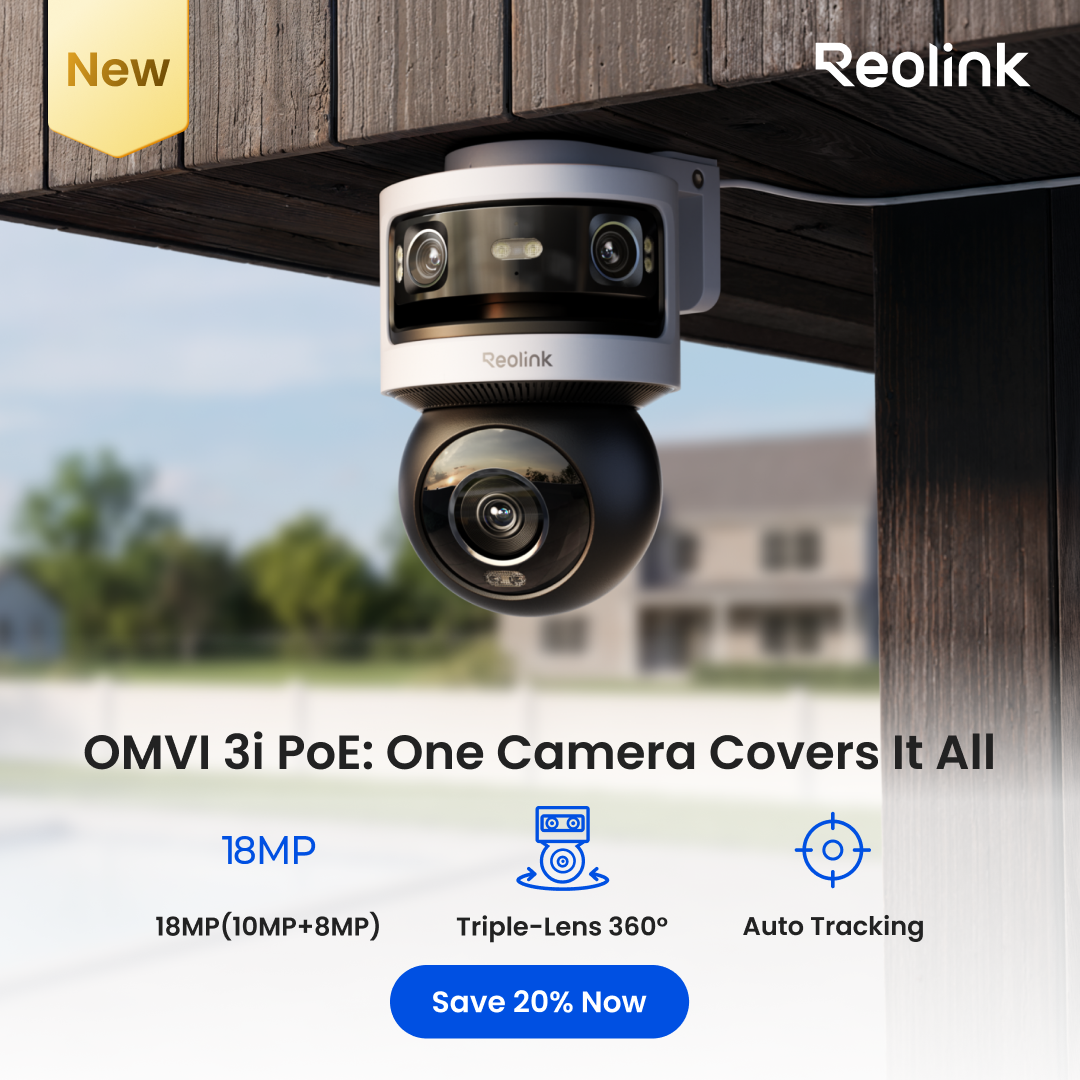 Reolink Facebook ad: OMVI 3i: Triple-Lens Coverage